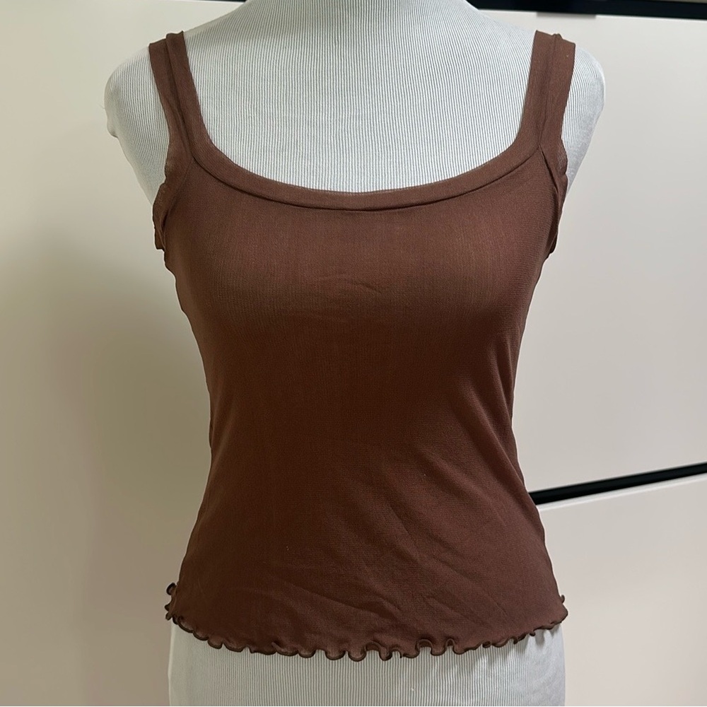 On Gassamer sheer trimmed camisole top brown one size